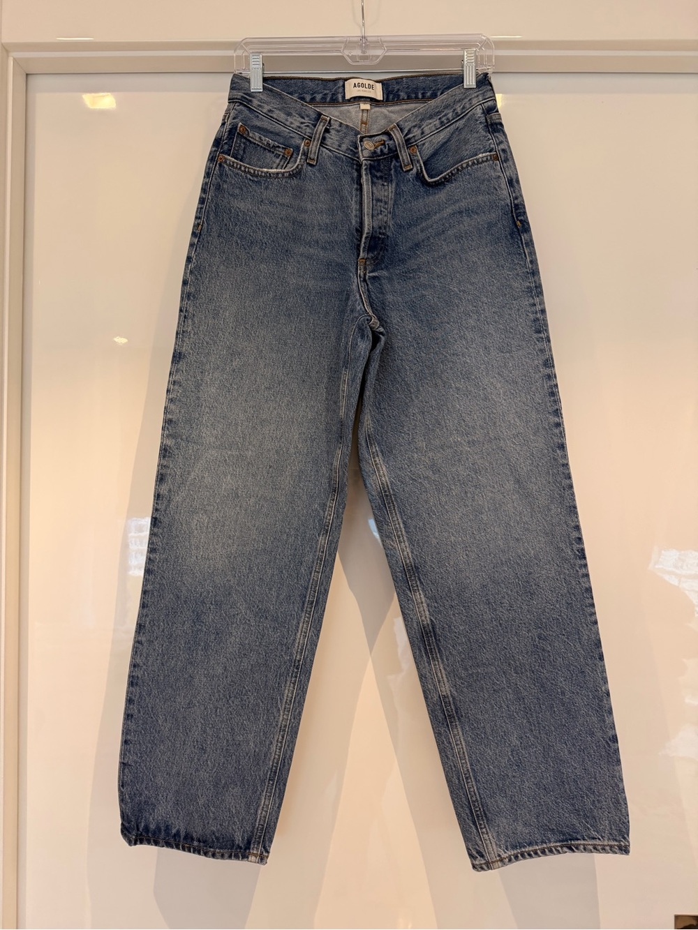 Agolde Men's Relaxed Straight Jeans in Washed Blue